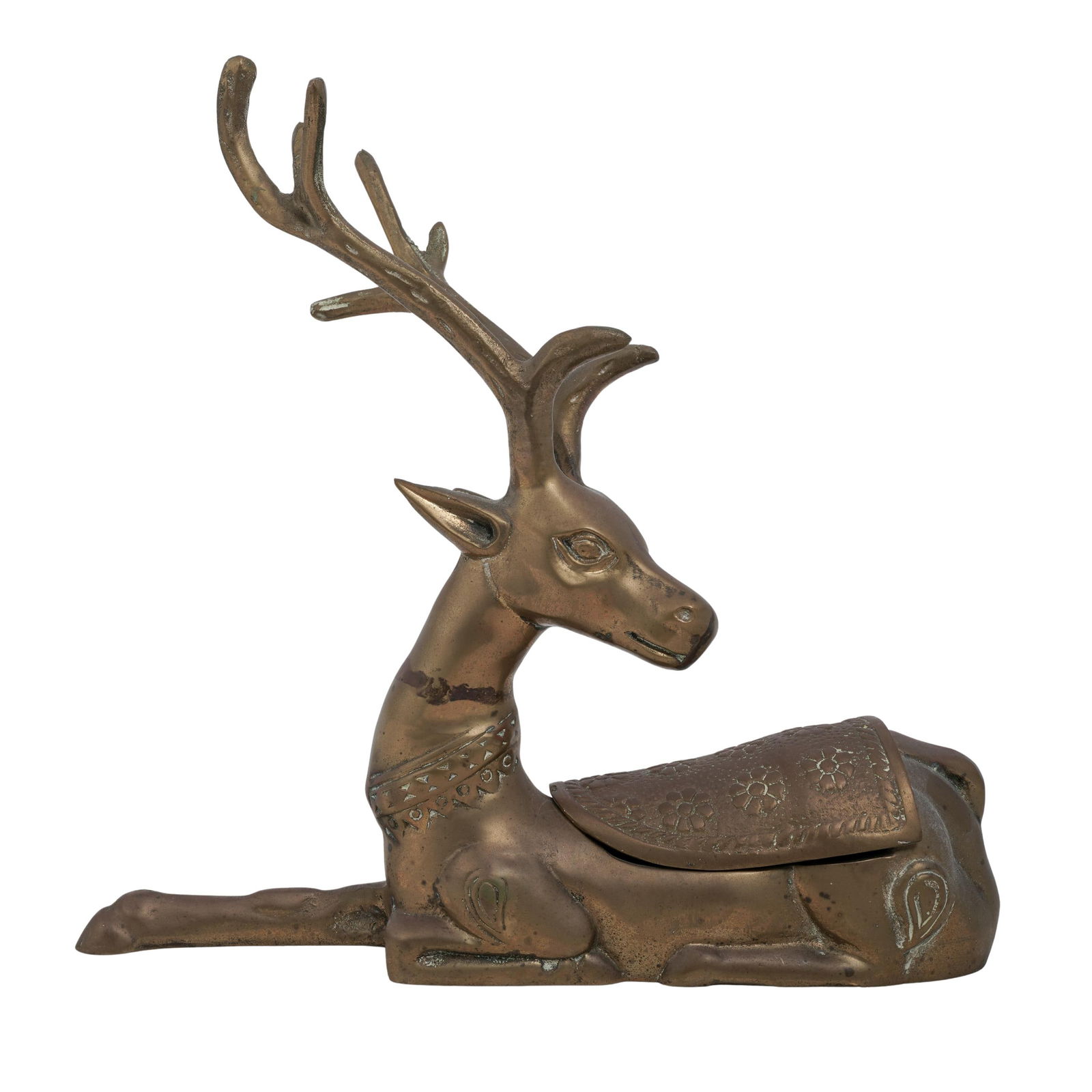Cast Brass Recumbent Deer Sculpture (1 of 6)