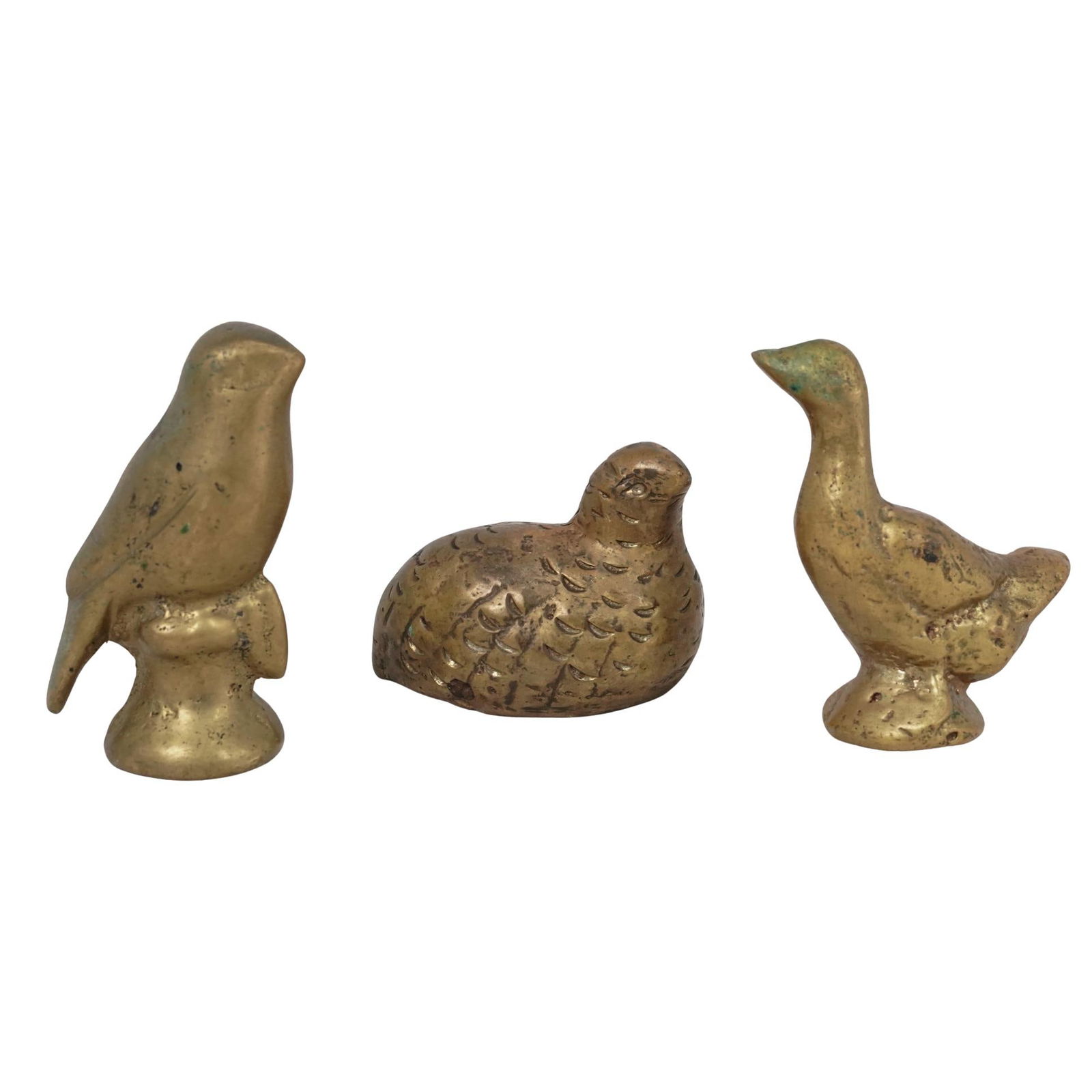 (3 Pc) Vintage Miniatures Brass Bird Paperweights (1 of 2)