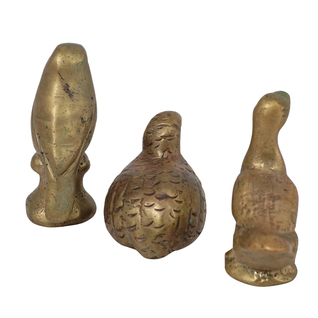 (3 Pc) Vintage Miniatures Brass Bird Paperweights - 2