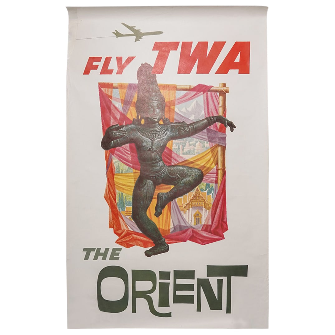 Vintage TWA " The Orient" Airline Travel Offset Poster (1 of 2)