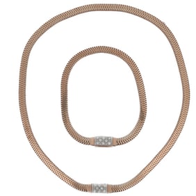 (2 Pc) Forstner 14k Gold & Diamond Jewelry Set