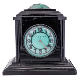 Cartier Art-Deco Enamel and Quartz Table Clock