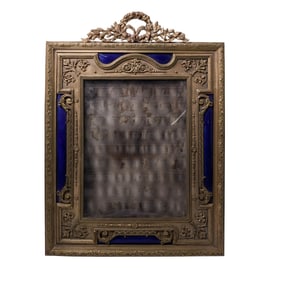 Antique French Gilt Bronze And Blue Enamel Picture Frame