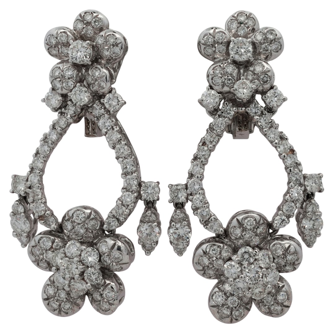 Van Cleef Style 18k White Gold & Diamond Earrings (1 of 8)