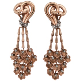 Vintage 18k Gold & Diamond Chandelier Earrings