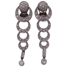 Art Deco Platinum & Diamond Earrings