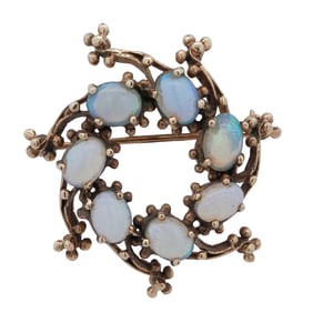 Vintage 14k Gold and Opal Brooch
