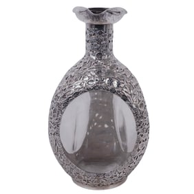 Antique Haig's Sterling Silver and Glass Pinched Whiskey Decanter