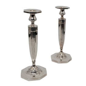 Pair of Victor Siedman Sterling Silver Candlesticks