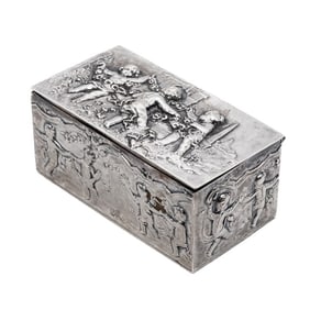 Antique Italian 800 Silver Repousse Trinket Box