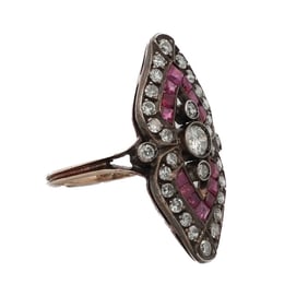 Antique 14k Gold Ruby & Diamond Ring