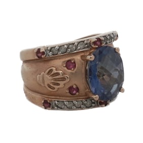John C Rinker 14k Gold Blue Topaz Ring