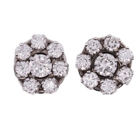 Pair of 14k White Gold and Diamond Earrings