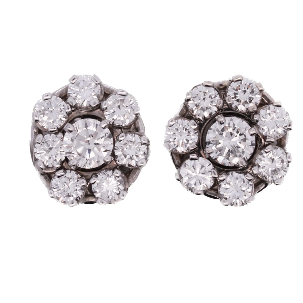 Pair of 14k White Gold and Diamond Earrings (1 of 5)