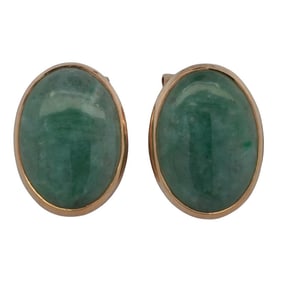 Pair of 14k Gold and Jade Earrings