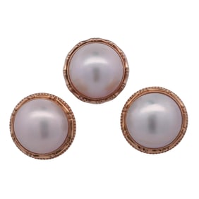 (2 Pc) Vintage 14k Gold and Pearl Jewelry Set