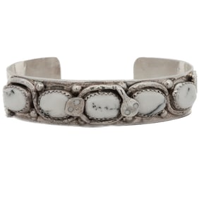 Zuni Effie C. Sterling Silver & Jasper Cuff