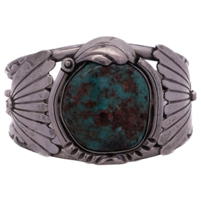 Native American Sterling Silver & Turquoise Cuff Bracelet