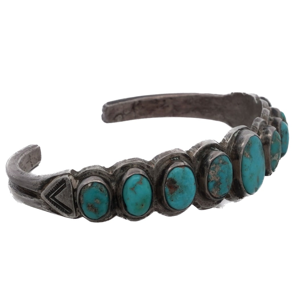 Navajo Old Pawn Silver & Turquoise Cuff (1 of 5)