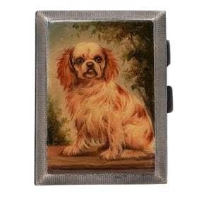 Frederick Field (Birmingham) Sterling Enameled Dog Cigarette Case