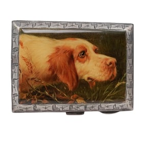 Thomas William Martin (Birmingham) Enameled Sterling Dog Cigarette Case