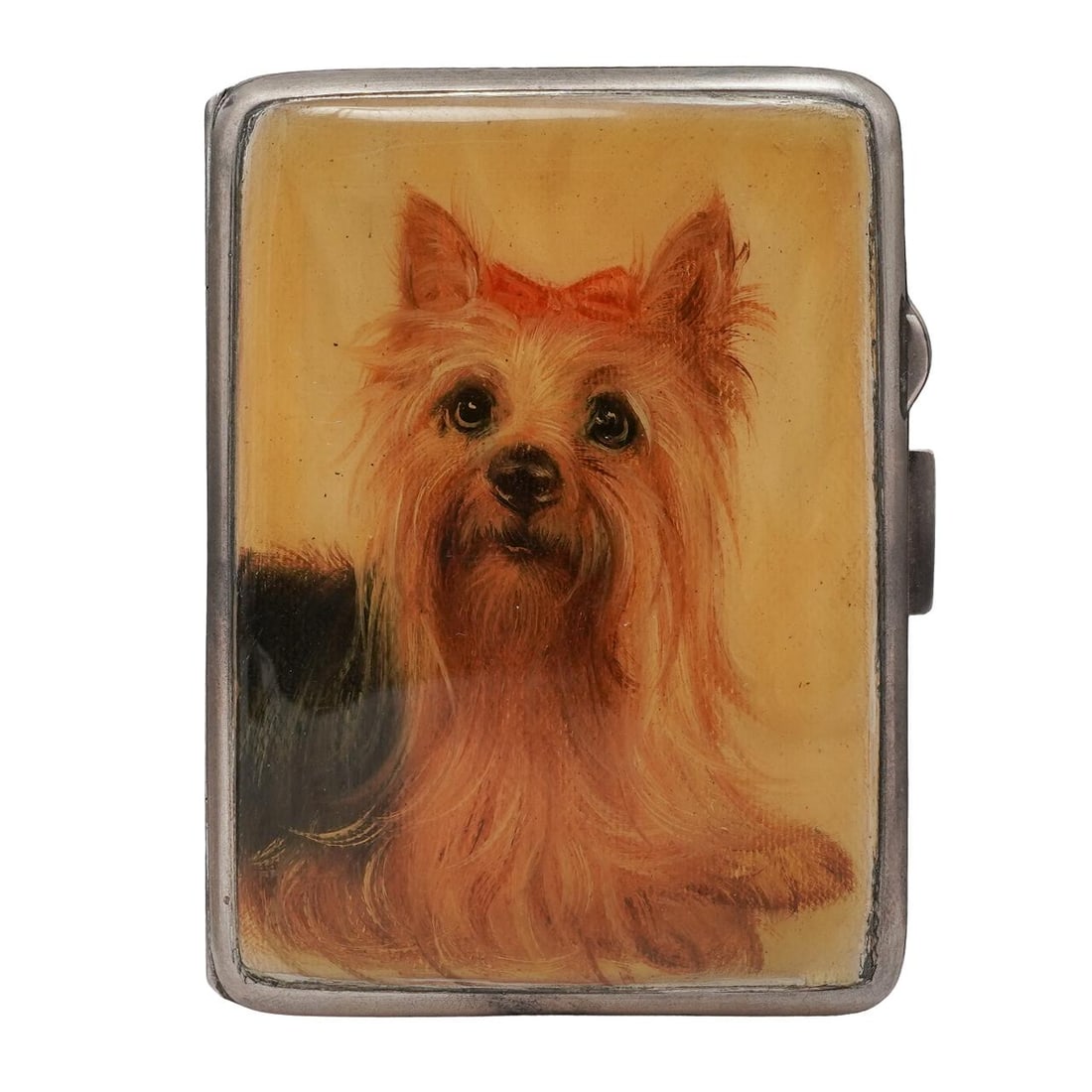 Joseph Gloster Ltd. (Birmingham, reg. 1901) Sterling Enameled Dog Cigarette Case (1 of 6)