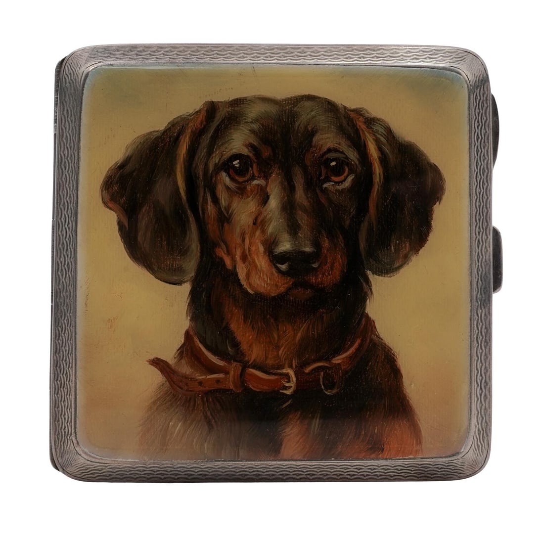 S Blanckensee and Son Ld. (Birmingham, reg. 1897) Sterling Enameled Dog Cigarette Case (1 of 6)