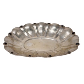 Austrian"Wiener Werkstätte" Hammered Sterling Silver Cabachon Bowl