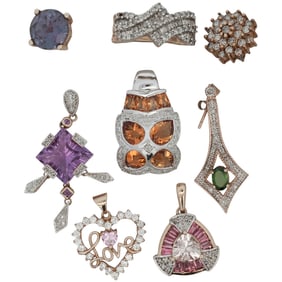 (8 Pc) Assorted 10K Gold & Gemstone Jewelry Pieces