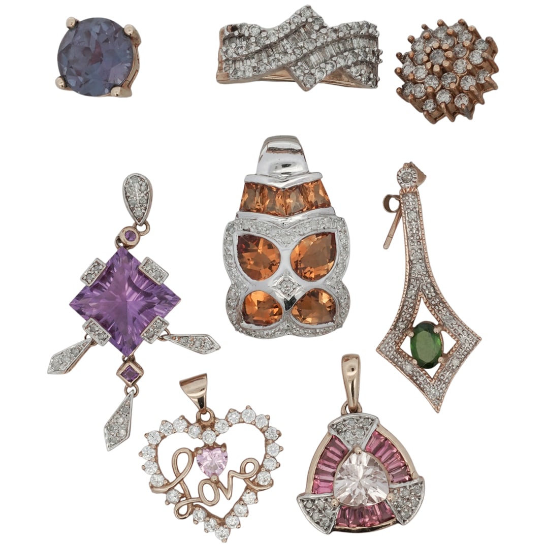 (8 Pc) Assorted 10K Gold & Gemstone Jewelry Pieces (1 of 11)