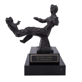 Chaim Gross (1902-1991) "Mother Playing" Bronze Sculpture