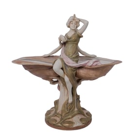 Antique Royal Dux Porcelain Figural Centerpiece