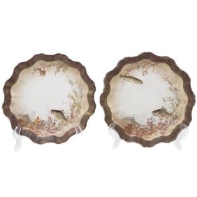 (2pc) Pair of Antique Doulton Burslem Porcelain Fish Plates