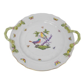 Herend Porcelain "Rothschild Bird" Porcelain Handled Tray