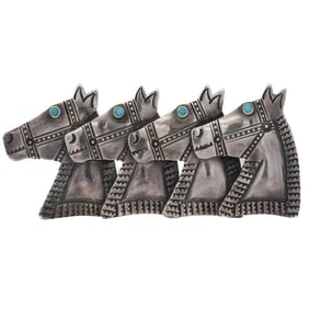 Navajo Sterling Silver & Turquoise Horse Brooch