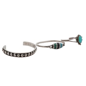 (3 Pc) Mexican Sterling Silver Cuff Bracelets