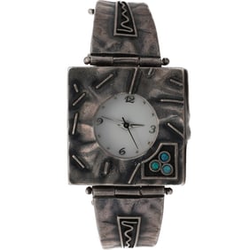 Signed Navajo Sterling Silver & Opal Watch