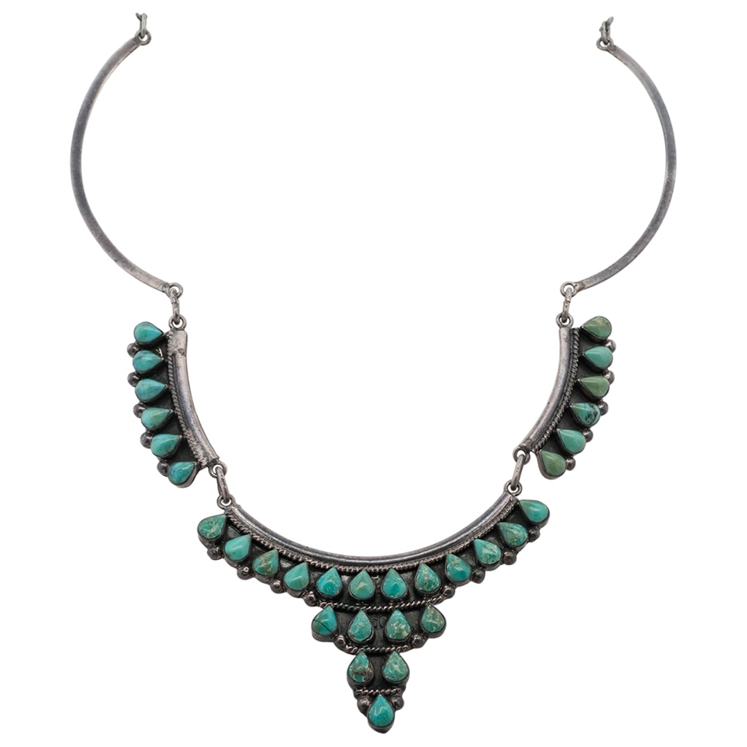 Mexican Sterling Silver & Turquoise Necklace (1 of 6)