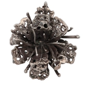 Vintage Sterling Silver Flower Pendant Brooch Necklace