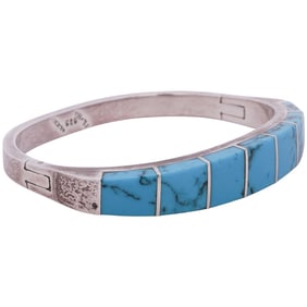 Vintage Mexican Sterling Silver & Turquoise Bracelet