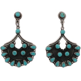 Mexican Esperanza Sterling Silver & Turquoise Earrings