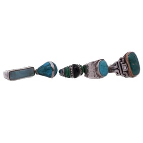 (5 Pc) Sterling Silver & Semi Precious Stone Rings