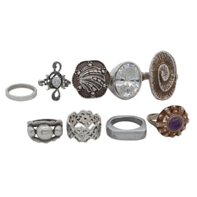 (9 Pc) Sterling Silver Ring Lot