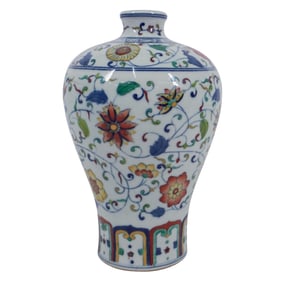 Chinese Famille Verte Meiping Porcelain Vase