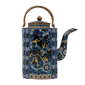 Vintage Chinese Cloisonné Handled Teapot