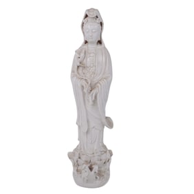 Antique Chinese Blanc De Chine Porcelain Guanyin