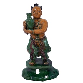 Antique Chinese Sancai Lokapala Ceramic Figure
