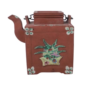 Chinese Yixing Enamel Zisha Ceramic Teapot