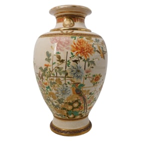 Large Japanese Satsuma Gilt And Enamel Vase