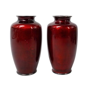 (2pc) Japanese Ginbari Cloisonné Enamel Vases